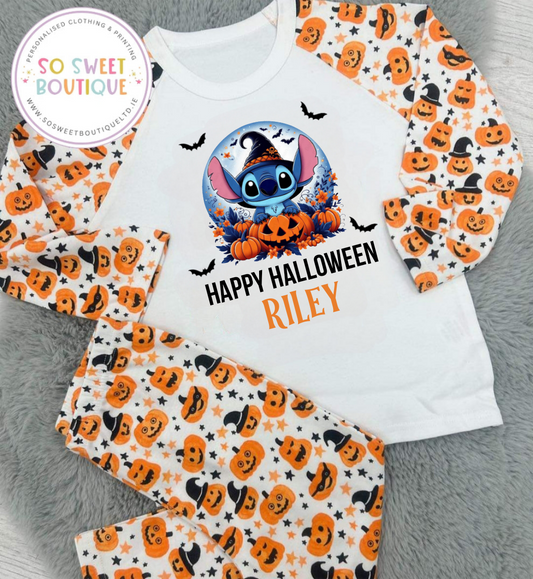 Stitch Halloween themed Personalised Pumpkin Pyjamas