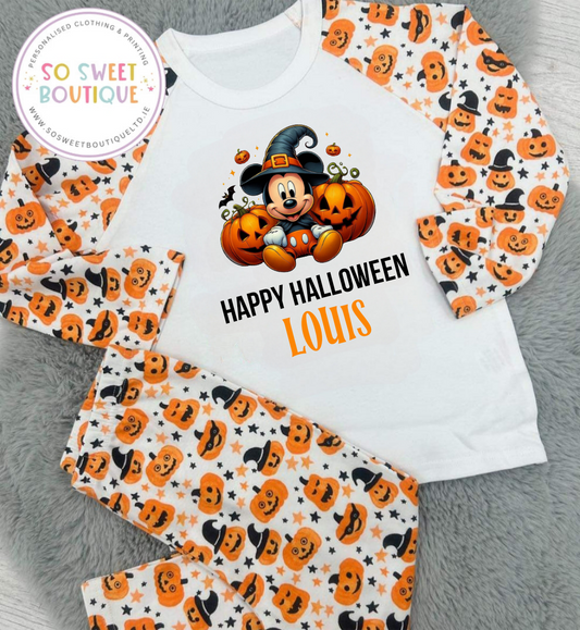 Mickey Halloween themed Personalised Pumpkin Pyjamas