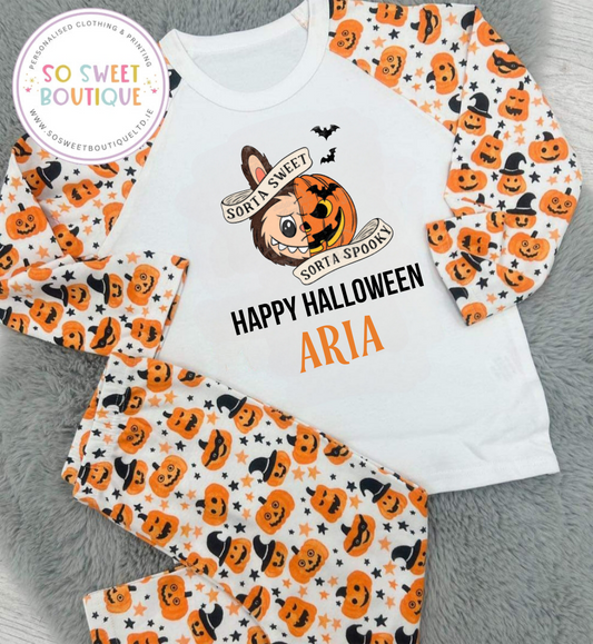 Spooky Monster Halloween themed Personalised Pumpkin Pyjamas