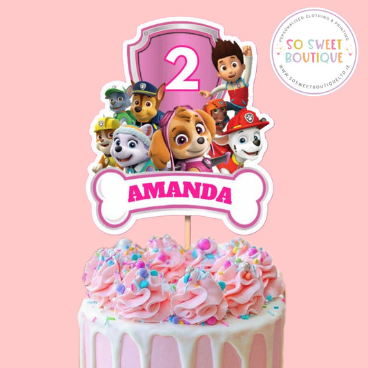 Paw Patrol Girls Personalised Cake Topper