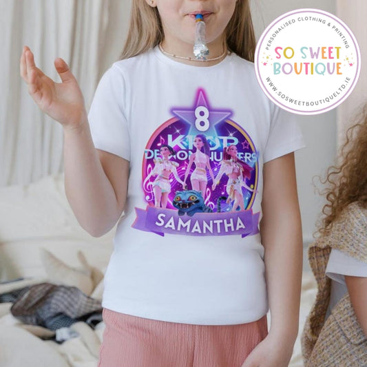 KPOP Demon Hunters themed Birthday White T-Shirt - SoSweetBoutiqueLtd