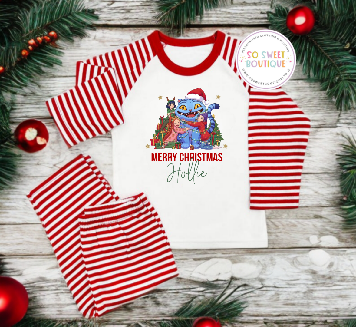 KPOP Demon Hunters Derpy Personalised Christmas Red Stripe Pyjamas