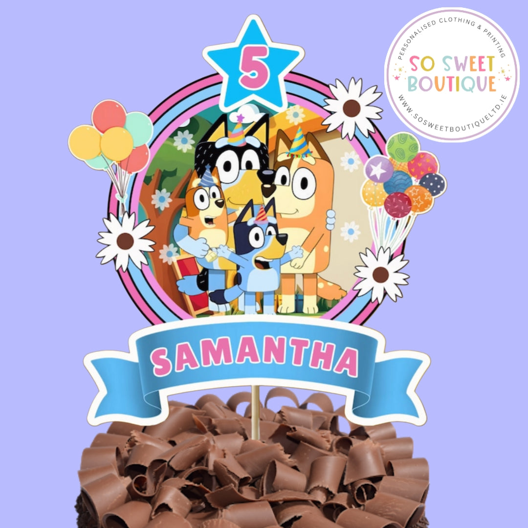 Bluey Design #2 Personalised Cake Topper - SoSweetBoutiqueLtd