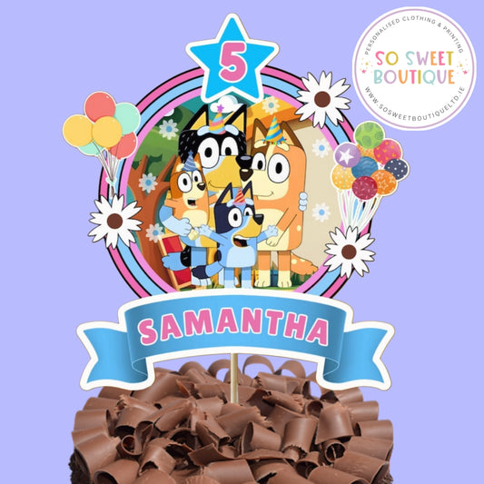 Bluey Design #2 Personalised Cake Topper - SoSweetBoutiqueLtd