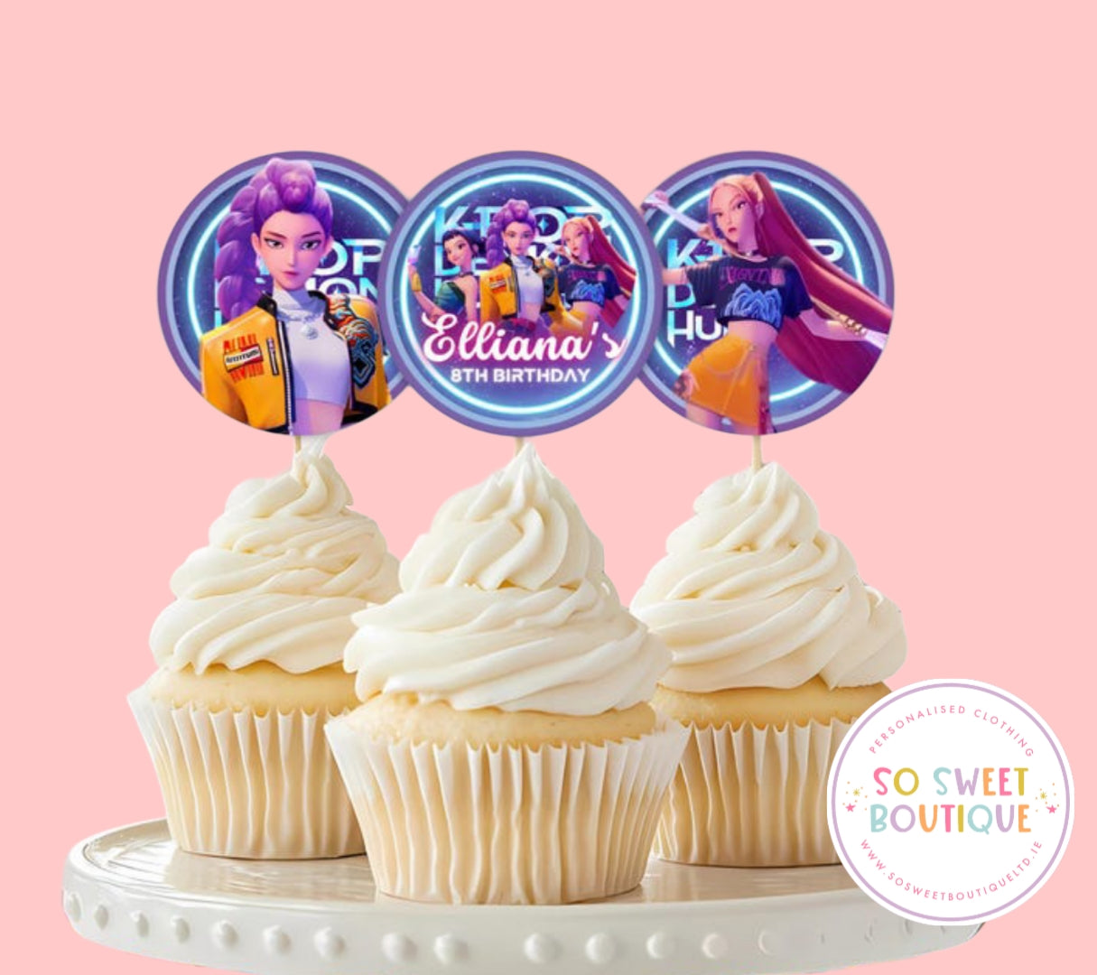 12 KPOP Demon Hunters Personalised Cupcake Toppers - SoSweetBoutiqueLtd