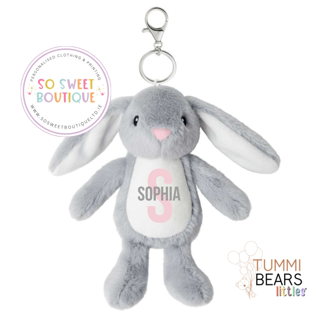 Tummi Bears Littles® Personalised Grey Bunny Keychain (Pink) - SoSweetBoutiqueLtd