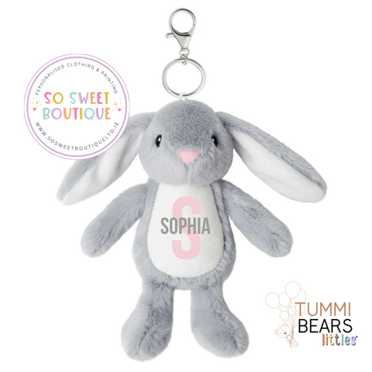 Tummi Bears Littles® Personalised Grey Bunny Keychain (Pink) - SoSweetBoutiqueLtd