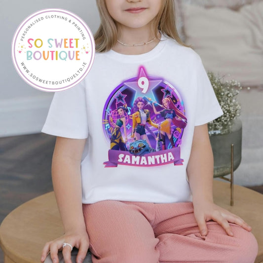 KPOP Demon Hunters themed Birthday White T-Shirt - SoSweetBoutiqueLtd