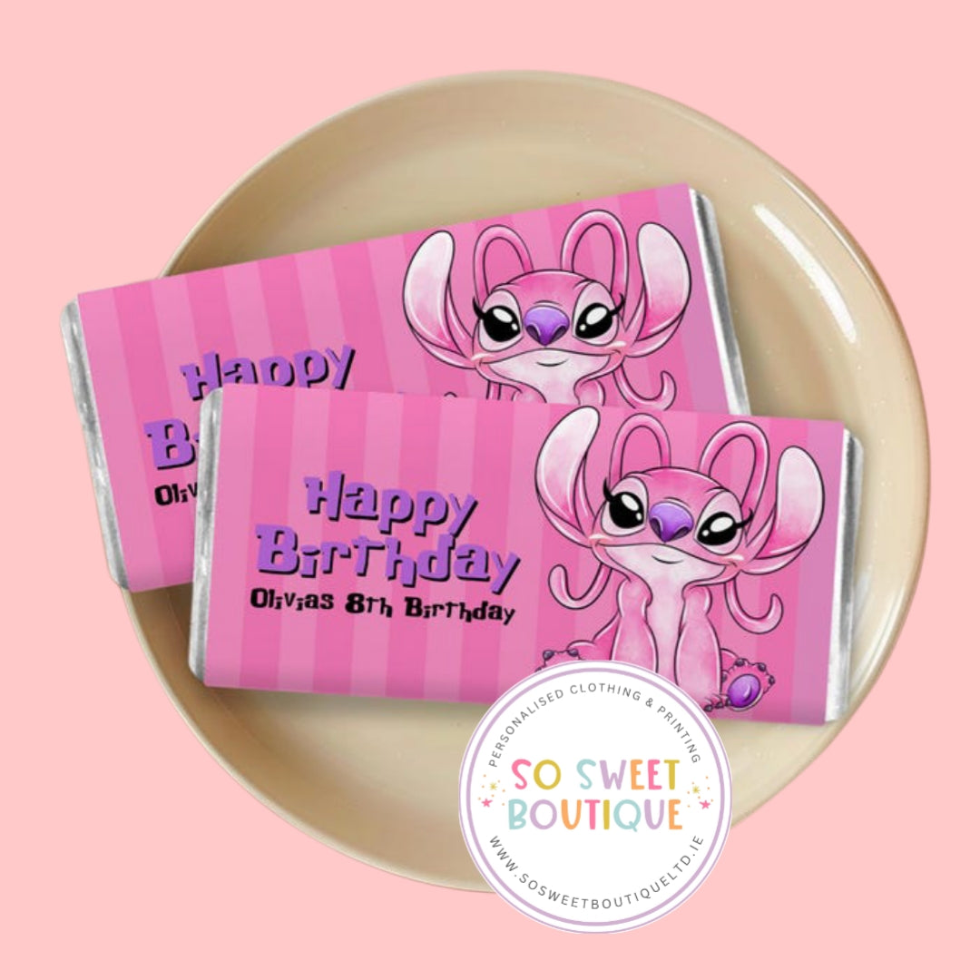 Lilo & Stitch Angel themed Personalised 40g Milk Chocolate Bars - 5 Pack - SoSweetBoutiqueLtd