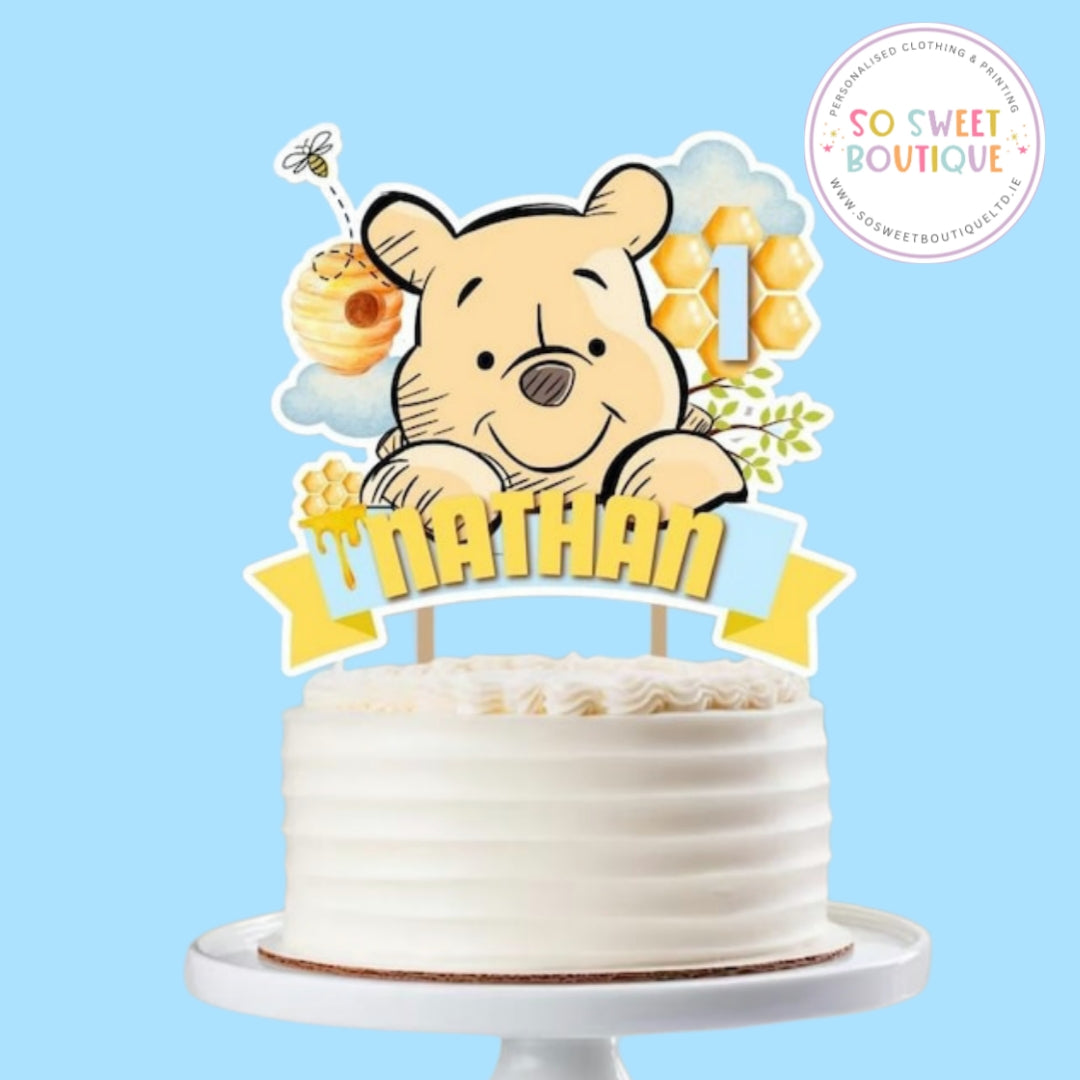 Winnie The Pooh Personalised Birthday Cake Topper - SoSweetBoutiqueLtd