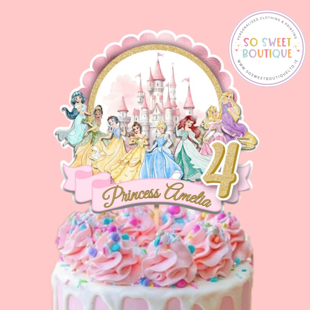 Princess Personalised Birthday Cake Topper - SoSweetBoutiqueLtd