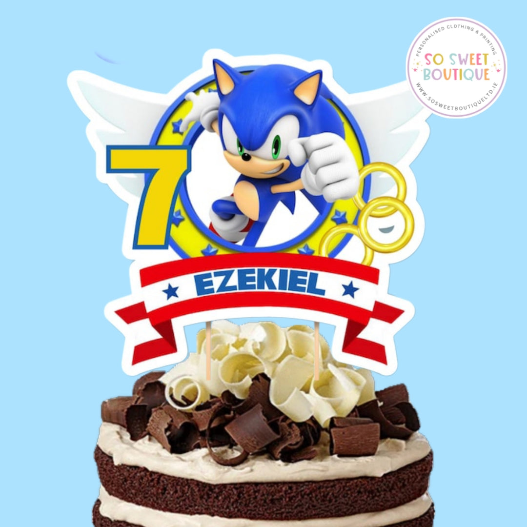 Sonic The Hedgehog Personalised Birthday Cake Topper - SoSweetBoutiqueLtd