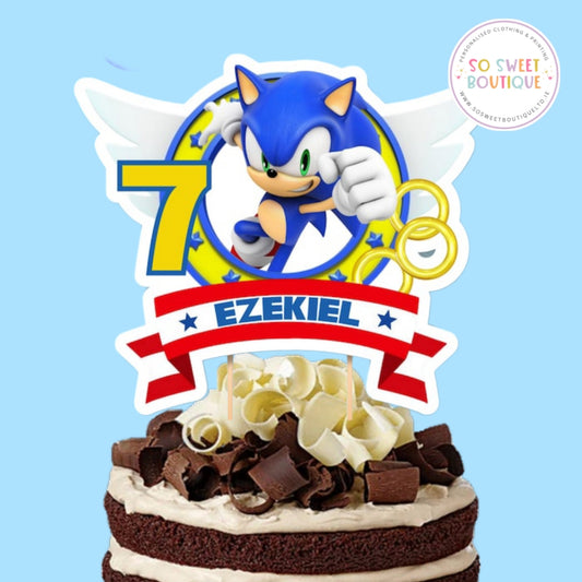 Sonic The Hedgehog Personalised Birthday Cake Topper - SoSweetBoutiqueLtd
