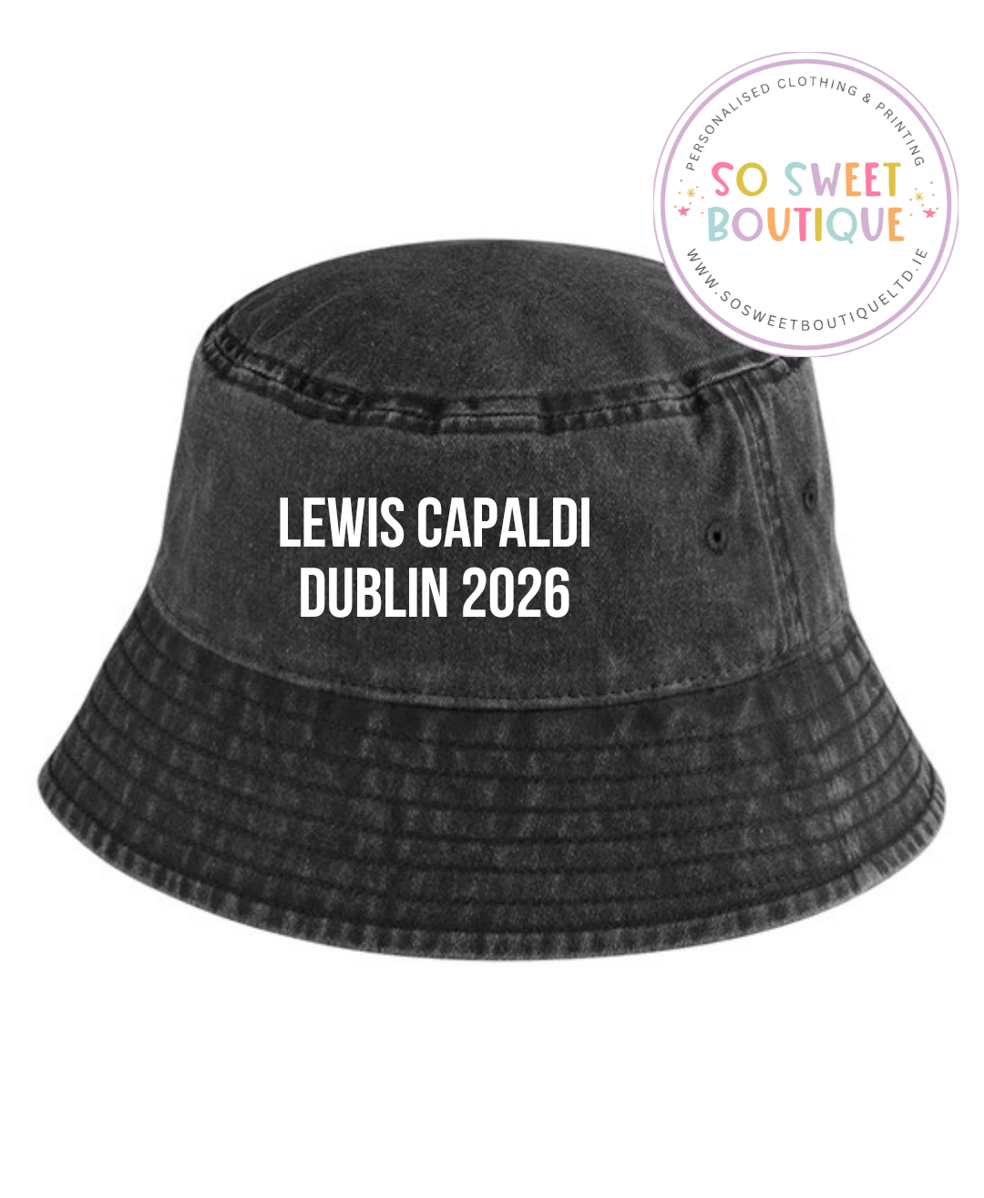 Lewis Capaldi Dublin 2026 Unisex Bucket Hat - Vintage Black - SoSweetBoutiqueLtd