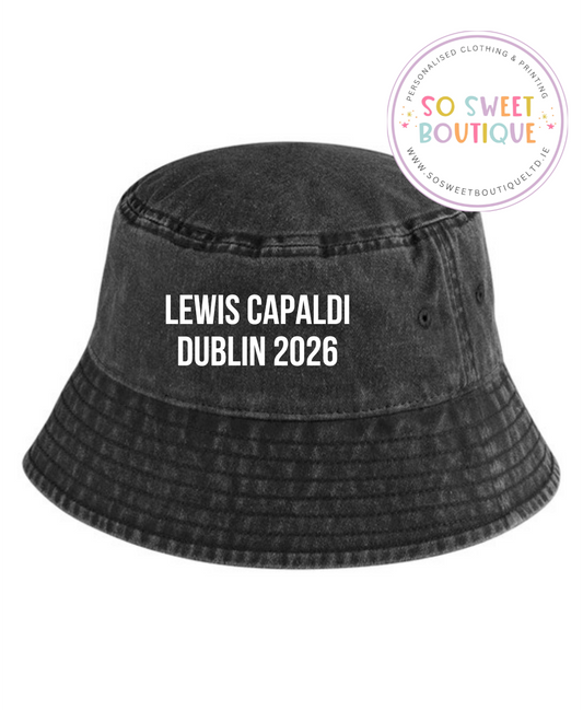 Lewis Capaldi Dublin 2026 Unisex Bucket Hat - Vintage Black - SoSweetBoutiqueLtd