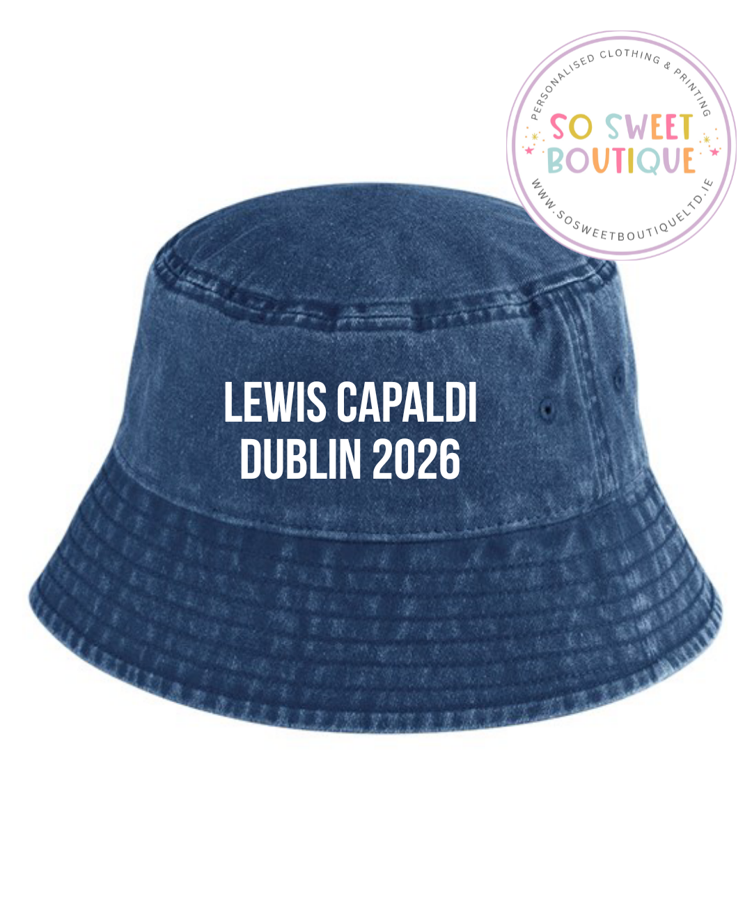 Lewis Capaldi Dublin 2026 Unisex Bucket Hat - Vintage Denim - SoSweetBoutiqueLtd
