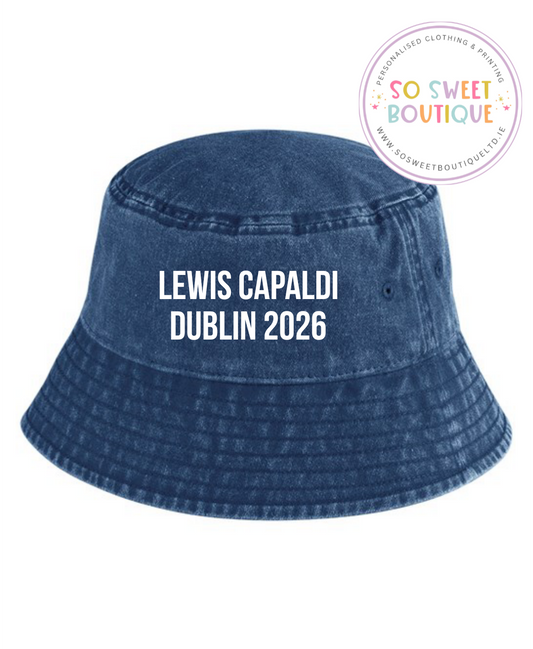 Lewis Capaldi Dublin 2026 Unisex Bucket Hat - Vintage Denim - SoSweetBoutiqueLtd
