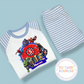 Personalised Avengers-themed birthday pyjamas from SoSweetBoutiqueLtd, featuring colorful superhero design for kids' sleepwear.