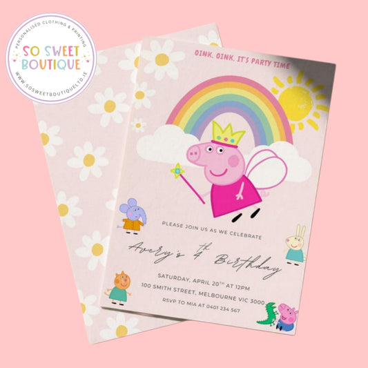 Pk 16 Peppa Pig Daisy Personalised Birthday Party Invitations