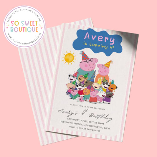 Pk 16 Peppa Pig Personalised Birthday Party Invitations