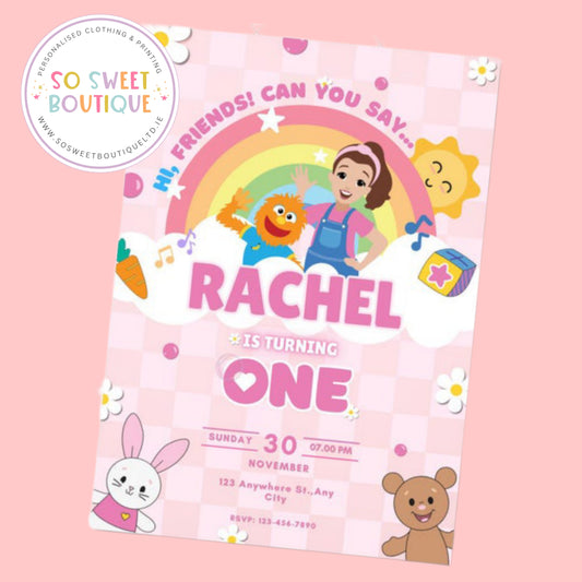 Pk 16 Ms Rachel Pink Personalised Birthday Party Invitations