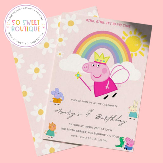 Pk 16 Peppa Pig Daisy Personalised Birthday Party Invitations