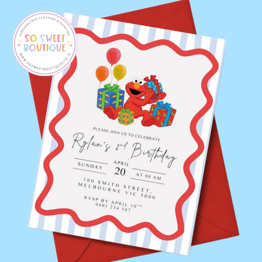 Pk 16 Elmo Personalised Birthday Party Invitations