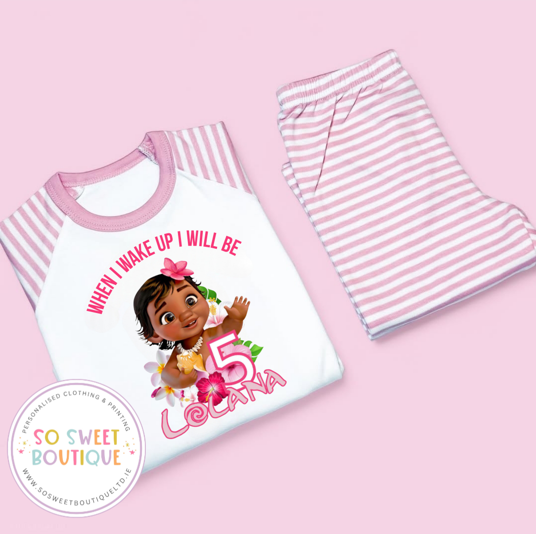 Baby Moana When I Wake Up Personalised Birthday Pyjamas