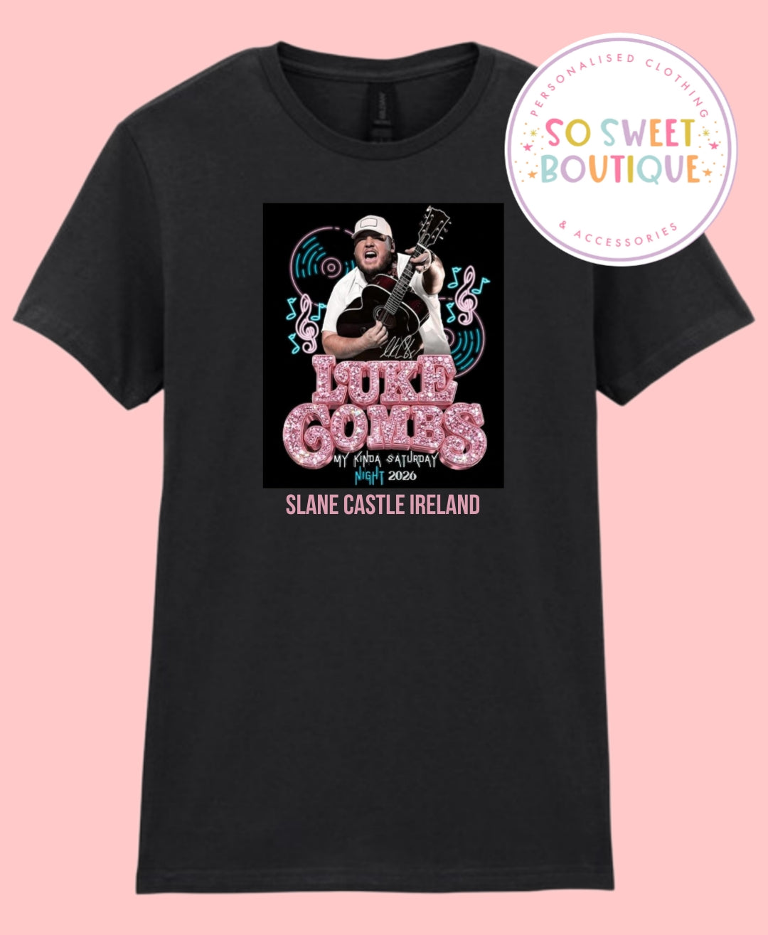 Luke Combs Slane Castle 2026 Black T-Shirt