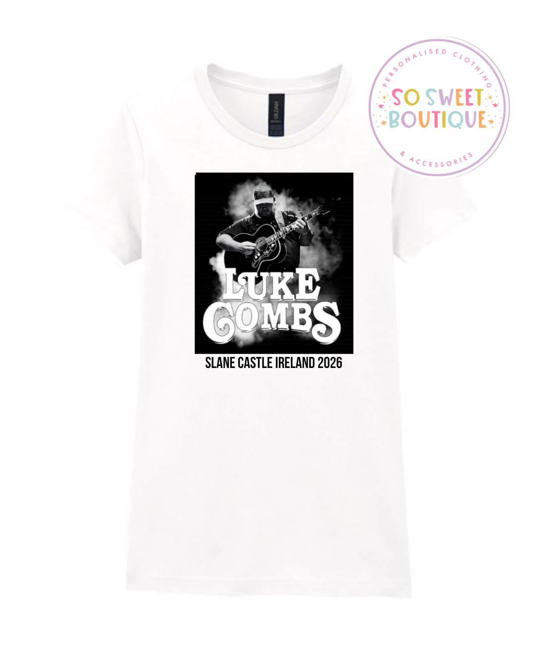 Luke Combs Slane Castle 2026 White T-Shirt