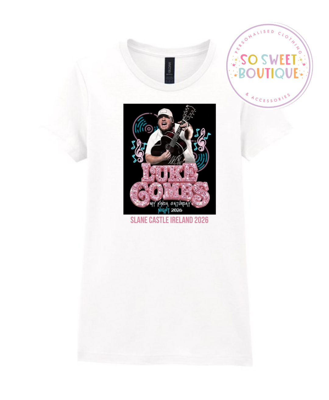 Luke Combs Slane Castle 2026 White T-Shirt