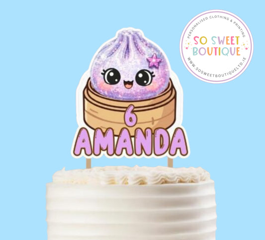 Purple Glitter Dumpling Personalised Birthday Cake Topper