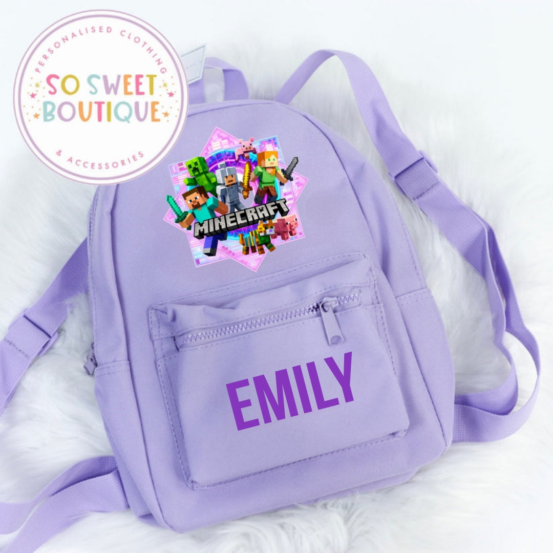 Minecraft Personalised Kids Backpack (12 Colour Options)