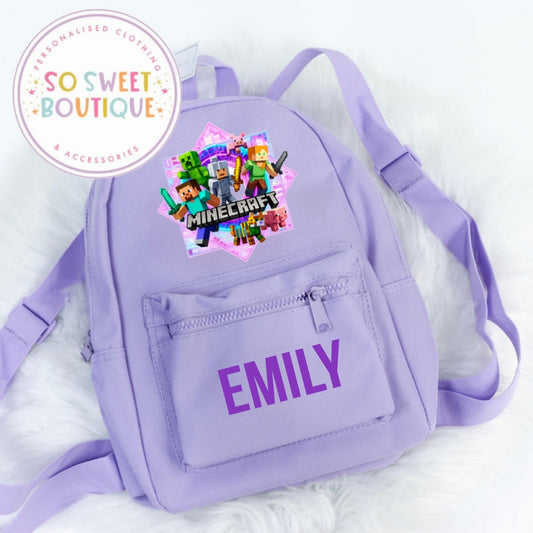 Minecraft Personalised Kids Backpack (12 Colour Options)