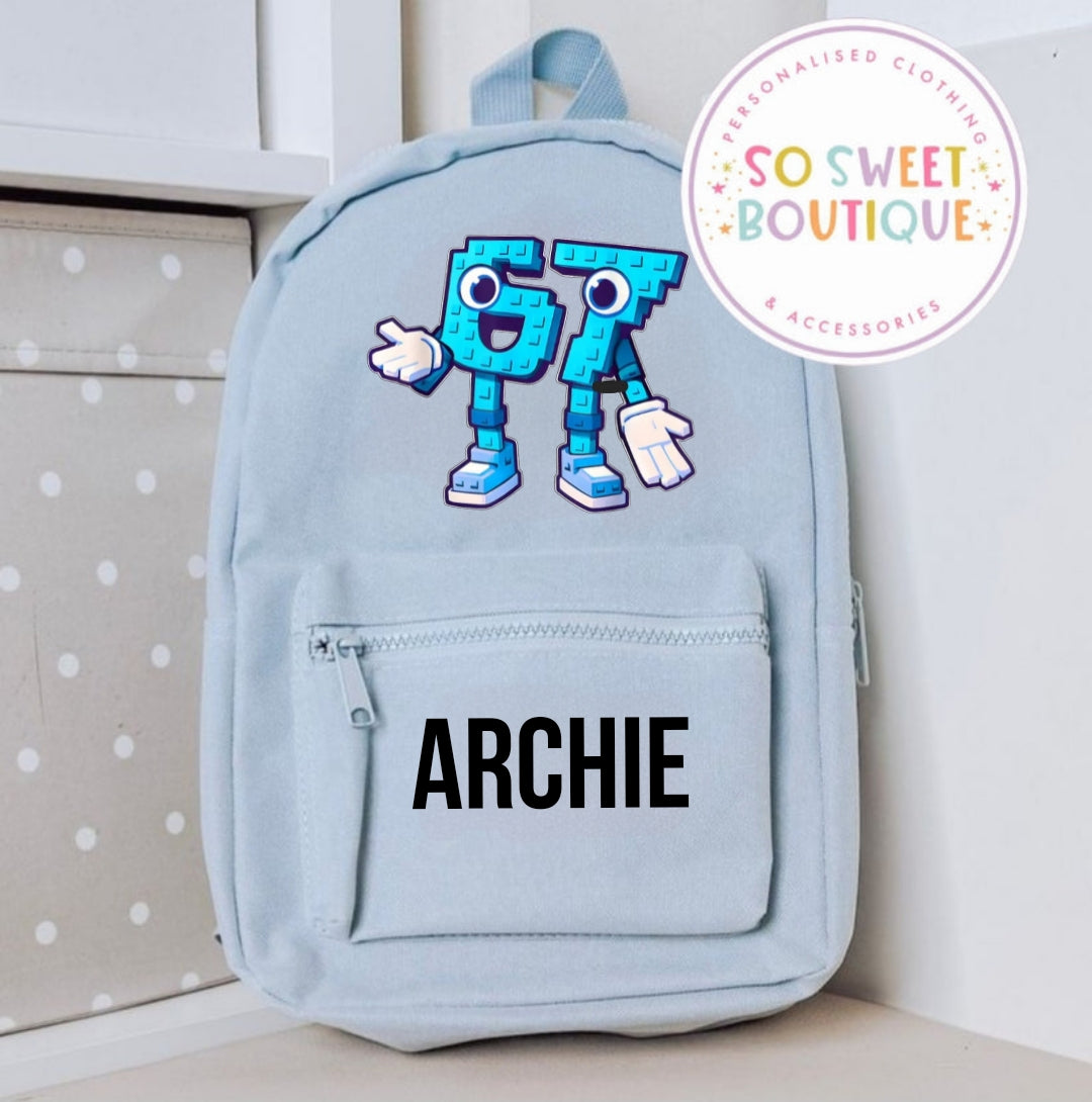 Steal A Brainrot Six Seven Personalised Kids Backpack (12 Colour Options)
