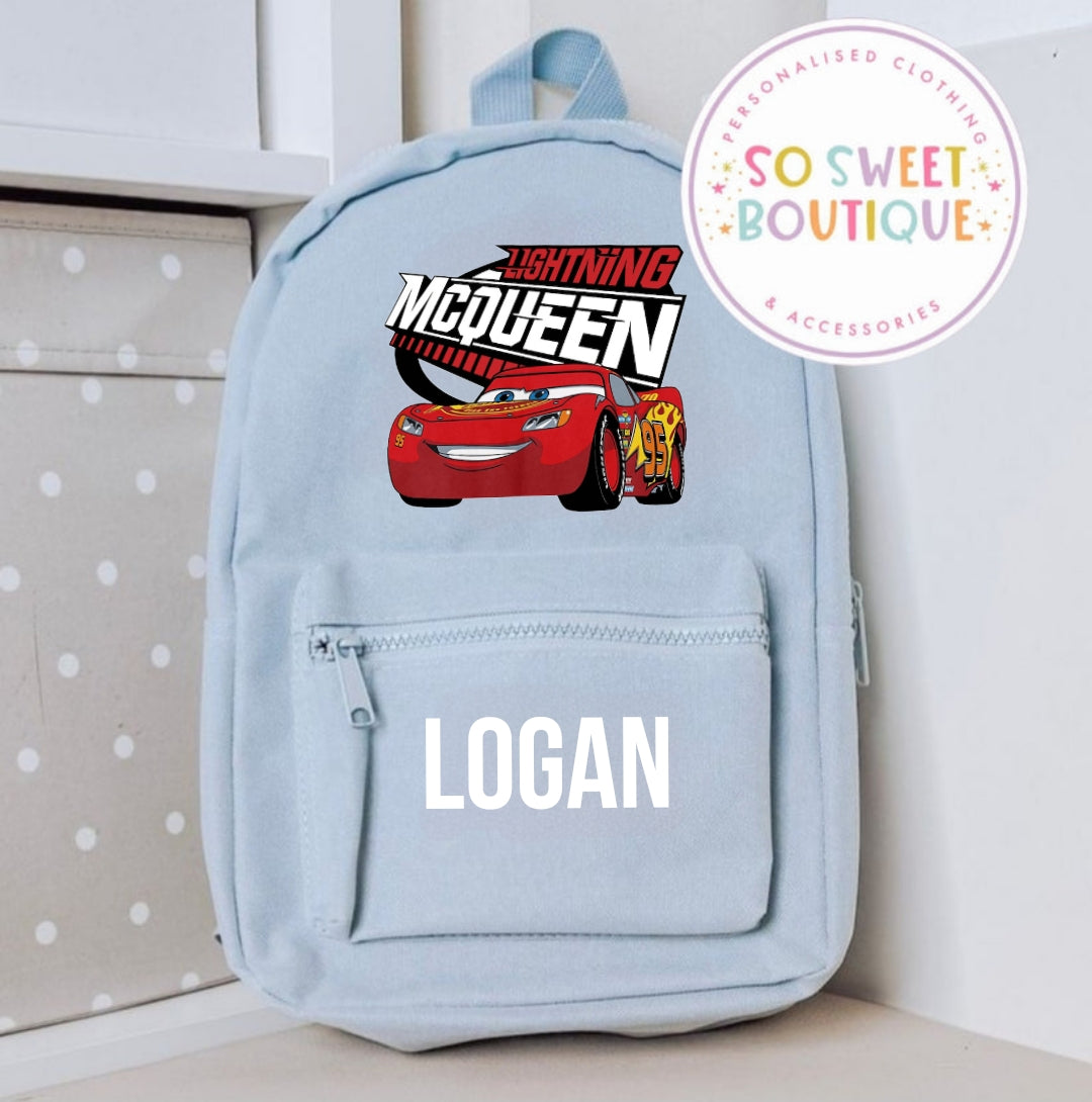 Lightning McQueen Cars Personalised Kids Backpack (12 Colour Options)