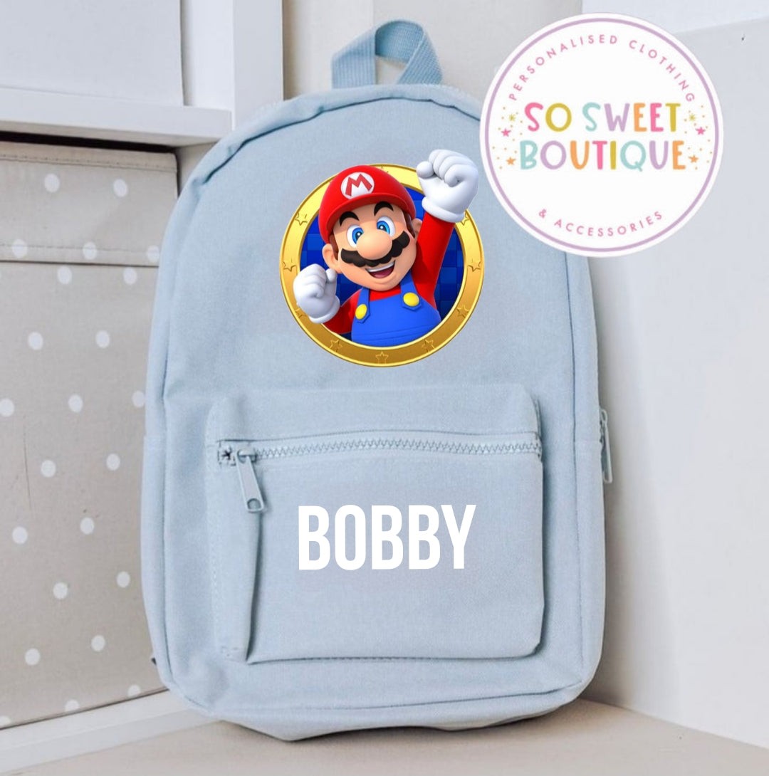 Super Mario Personalised Kids Backpack (12 Colour Options)