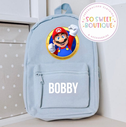 Super Mario Personalised Kids Backpack (12 Colour Options)