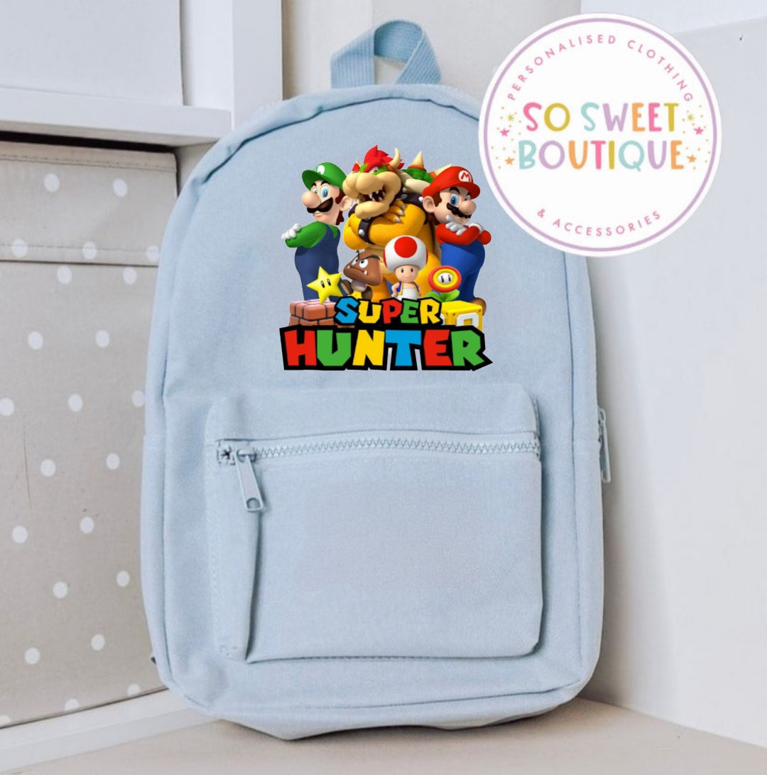 Super Mario Personalised Kids Backpack (12 Colour Options)