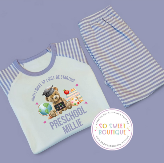 Lilac Stripe When I Wake Up School themed Pyjamas