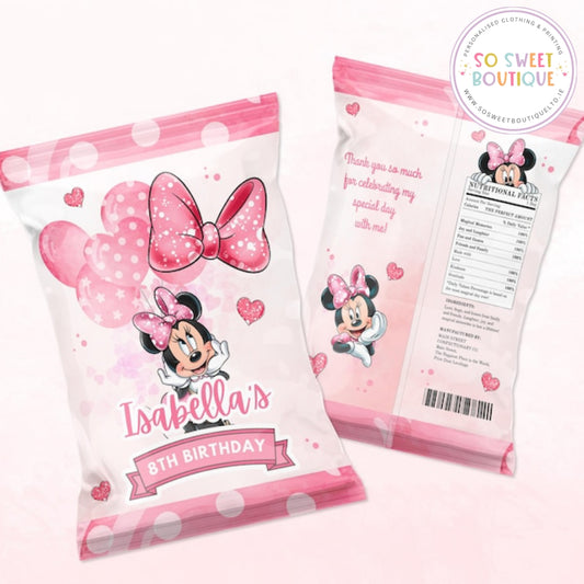 Minnie Mouse themed Personalised Fillable Crisp|Treat Bag