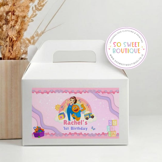 Ms Rachel Pink themed Personalised White Fillable Party Box