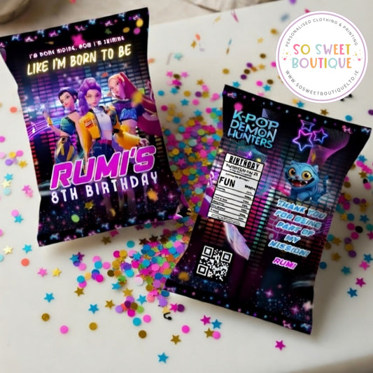 KPOP Demon Hunters themed Personalised Fillable Crisp|Treat Bag
