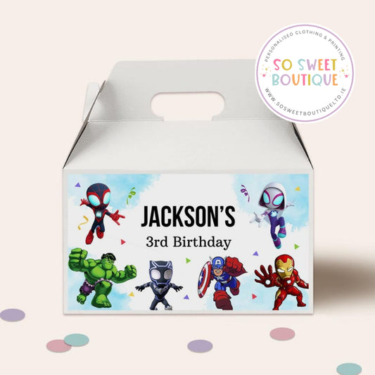 Spiderman Superhero themed Personalised White Fillable Party Box