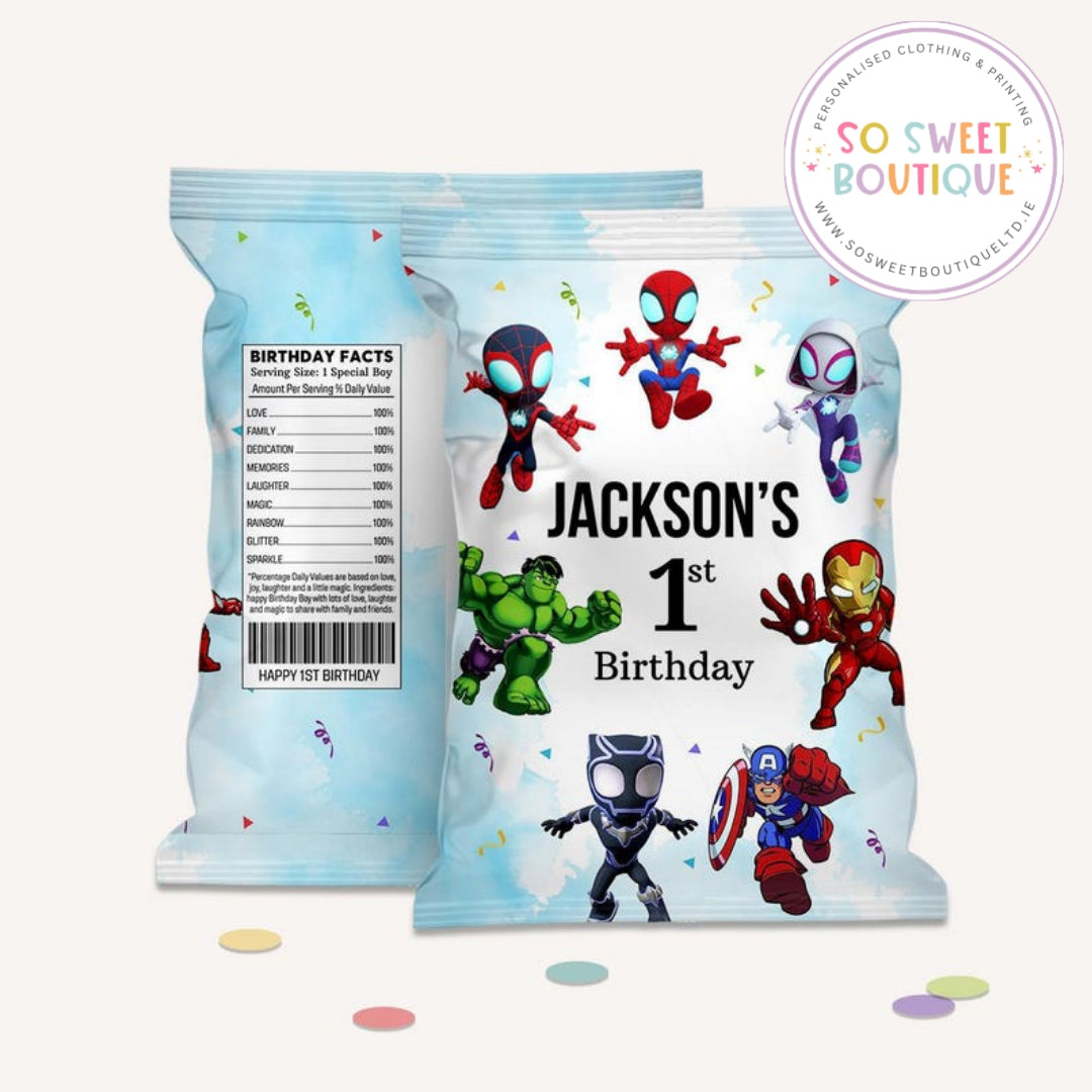 Spiderman Superhero themed Personalised Fillable Crisp|Treat Bag