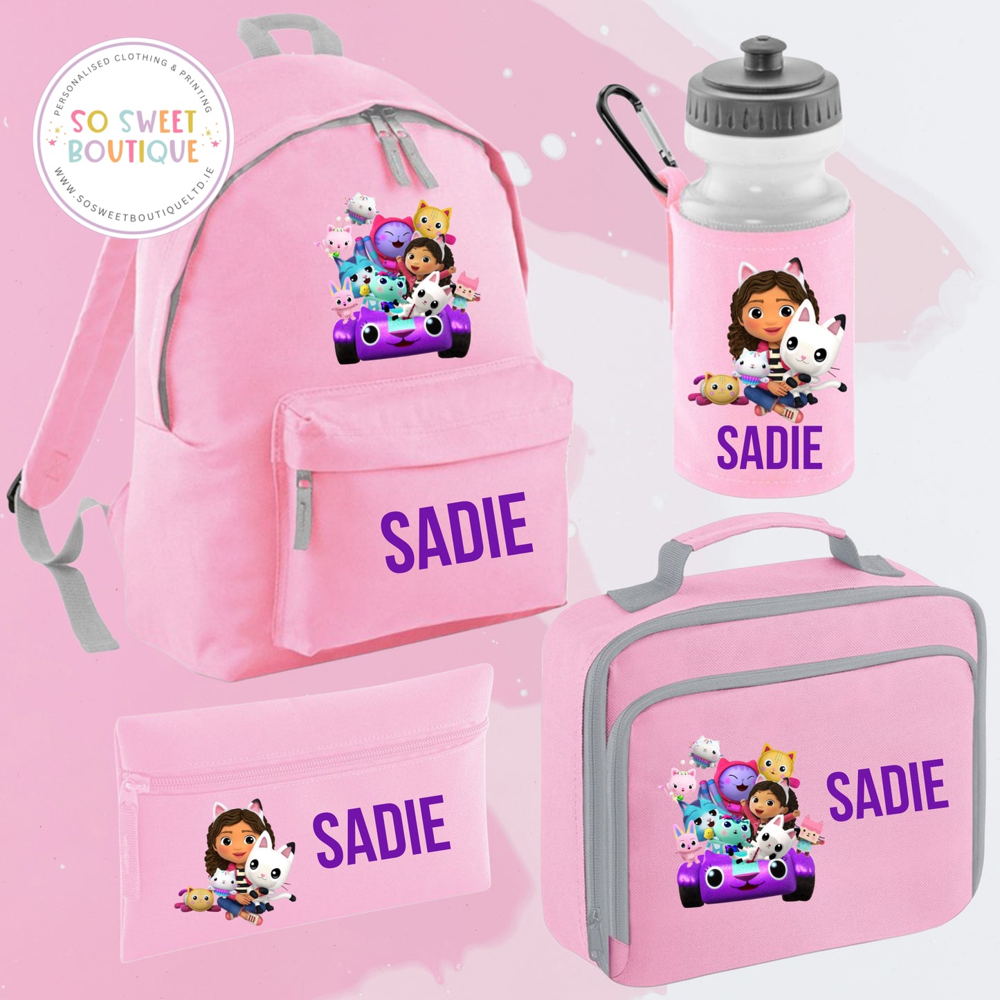 Gabby's Dollhouse 4 Piece Pink School Bundle