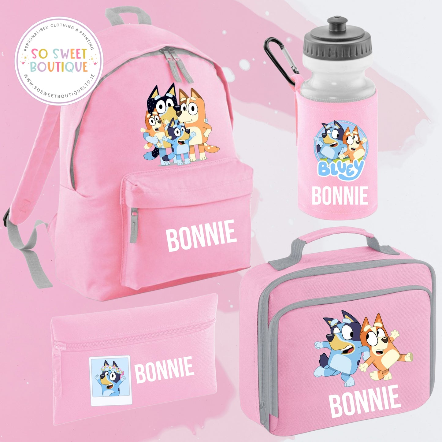 Bluey 4 Piece Pink School Bundle