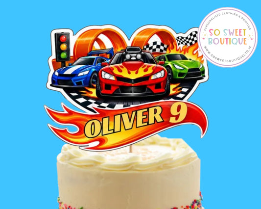 Hot Wheels Cars Personalised Birthday Cake Topper