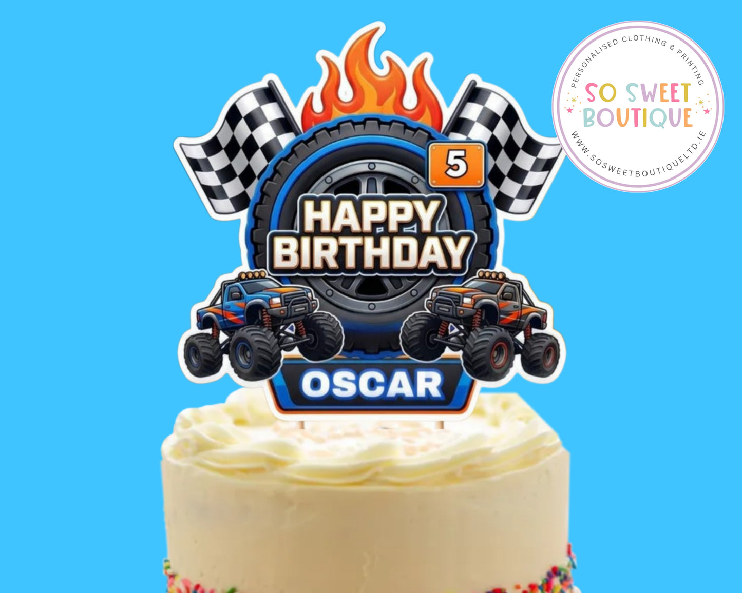 Monster Trucks Personalised Birthday Cake Topper