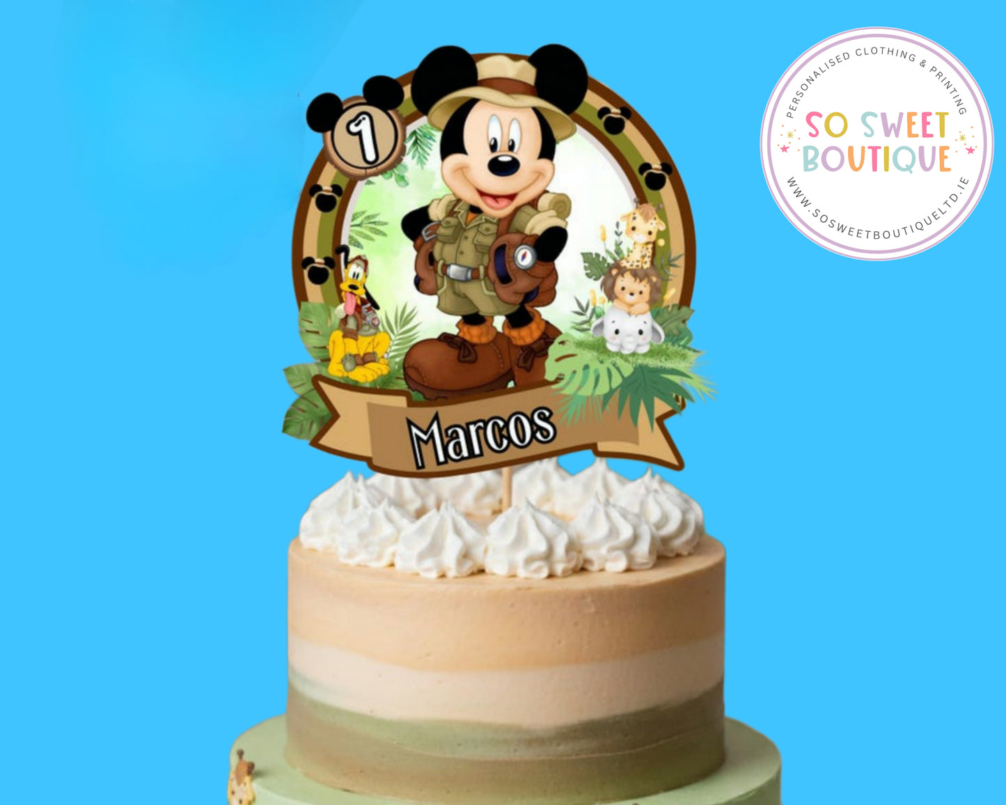 Mickey Mouse Safari Personalised Birthday Cake Topper